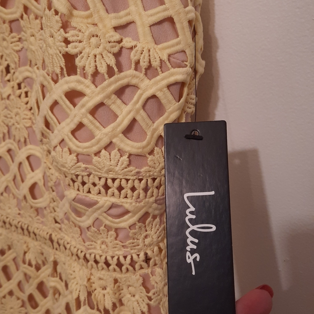 Lulus Beauty and Lace Yellow Crochet Lace Mini Dress - Picture 7 of 16